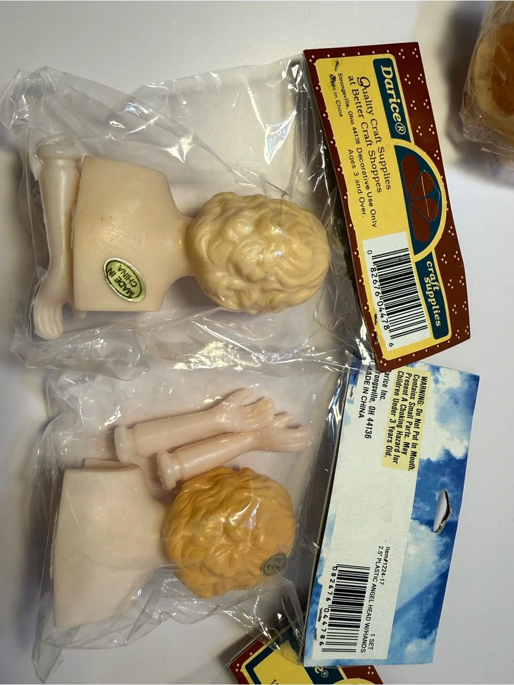 8 Darice Blonde Cream Angel Doll Heads with hands parts Craft 2.5” -1224-17 new